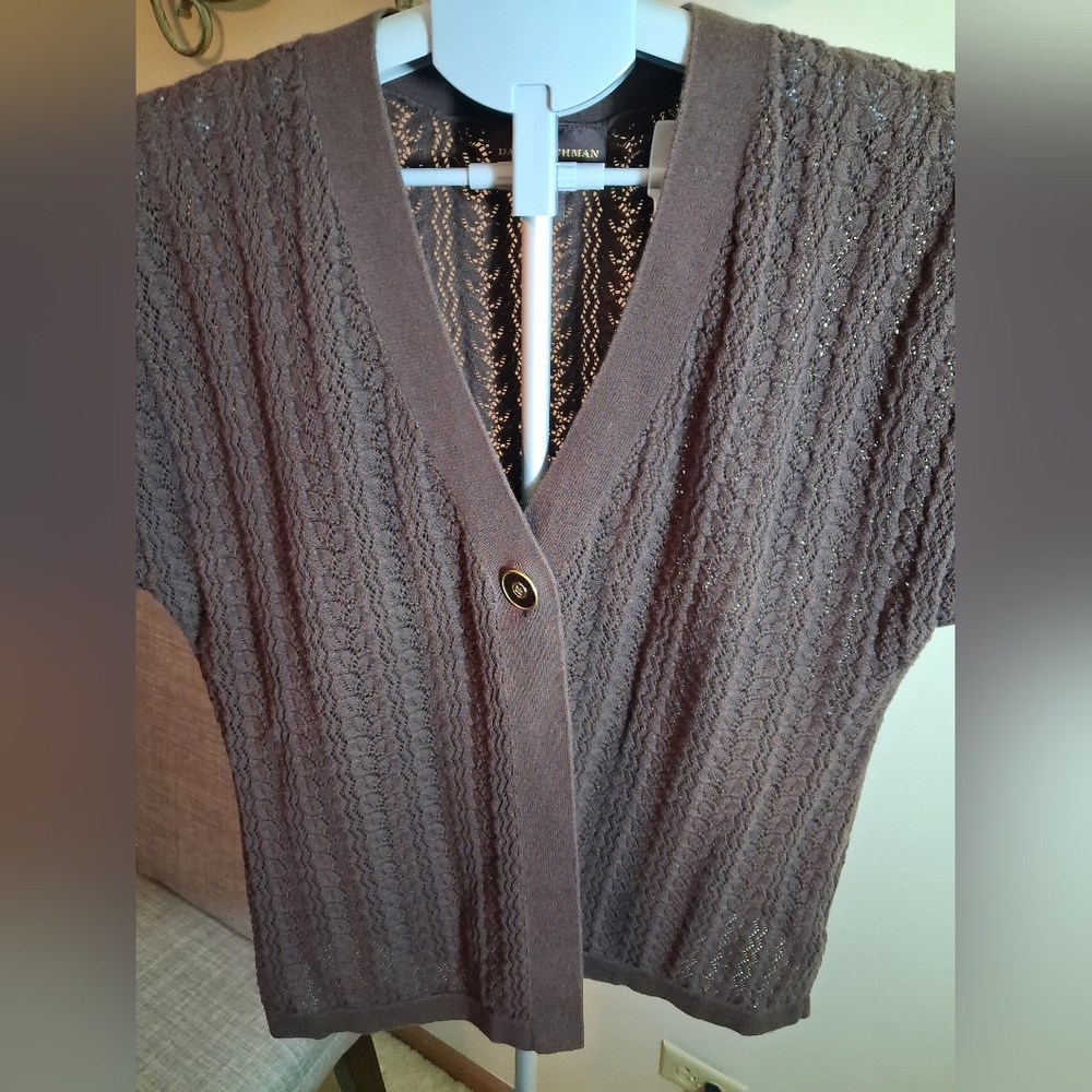 Brown Knit Cardigan Sweater Vest